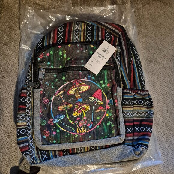 Kathmandu Imports Mushroom Backpack Lined Adjustable Straps Nepal - Picture 4 of 5